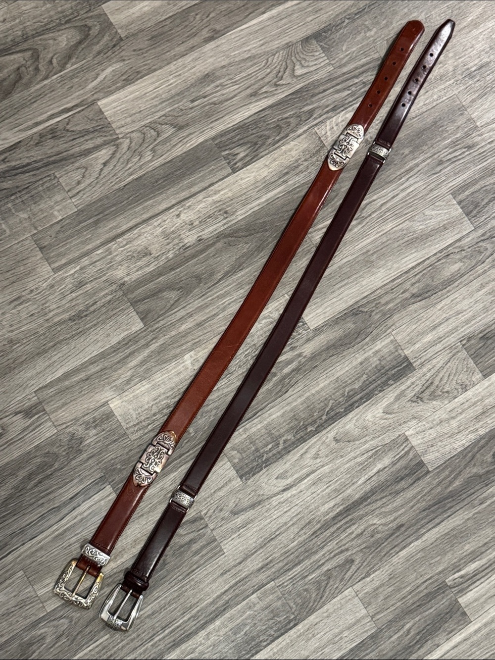 Bundle of 2 Fossil leather belts womenβs sz L